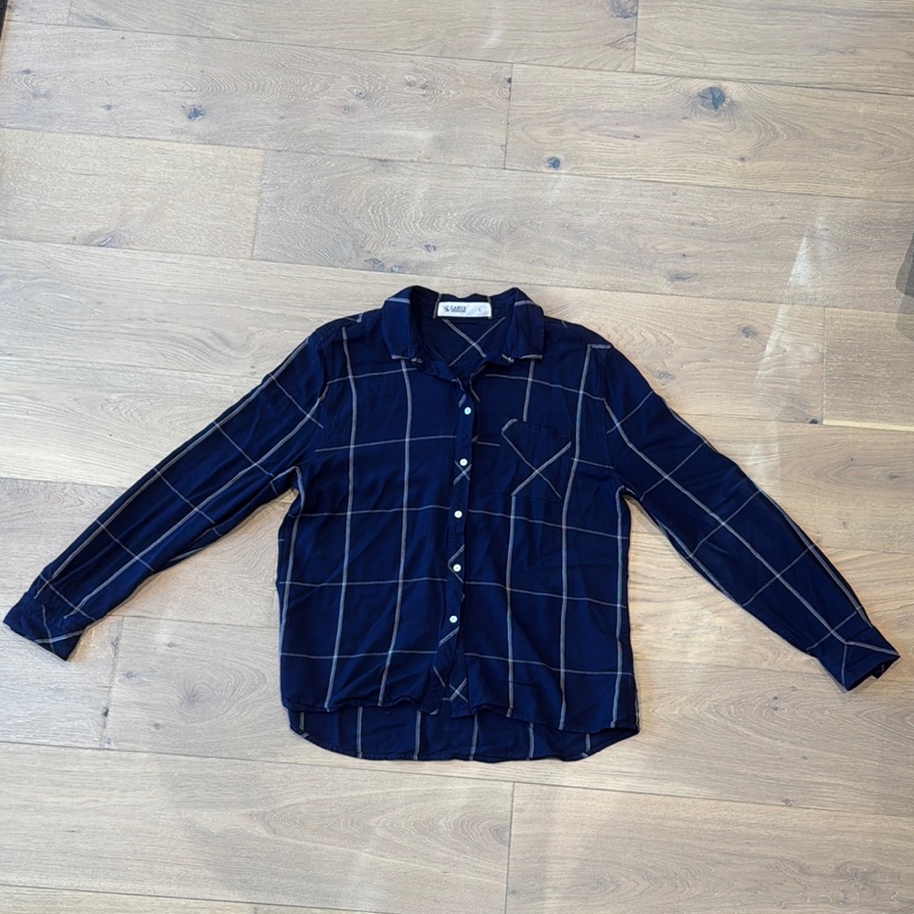 Carve Designs Navy Blue Plaid Button-Up Shirt